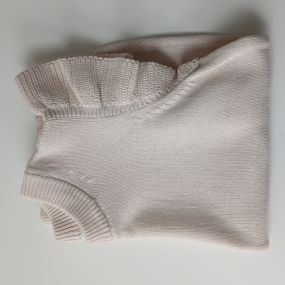 Loft Outlet Flutter Sleeve Cotton Sweater Cream Women's Large - Picture 6 of 6
